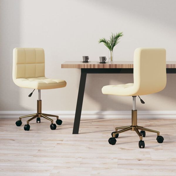 vidaXL Eetkamerstoelen draaibaar 2 st fluweel cr&egrave;mekleurig