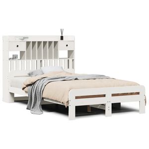 vidaXL Bed met boekenkast zonder matras grenenhout wit 135x190 cm