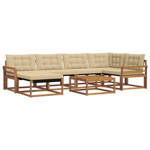 vidaXL Buiten bankenset 19 pcs Natuurlijk en Beige Massief Acaciahout