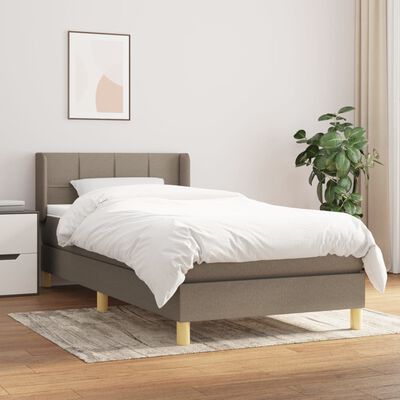 vidaXL Boxspring met matras stof taupe 90x200 cm