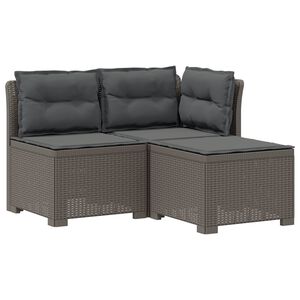 vidaXL 3-zits tuinbank met kussens in rattanlook 3-zits PP Lichtgrijs