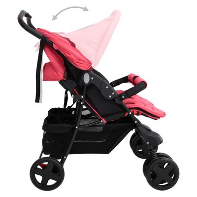 vidaXL Tweelingkinderwagen staal rood