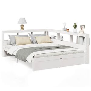 vidaXL Bed met boekenkast zonder matras grenenhout wit 140x200 cm