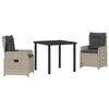vidaXL Tuin eettafelset 3 st Lichtgrijs poly rattan