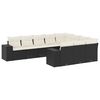 vidaXL 10-delige Loungeset met kussens poly rattan zwart