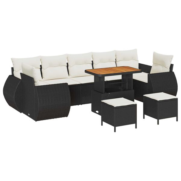 vidaXL Tuin Sofa Set met kussen met opslag 10 pcs Zwart en cr&egrave;me