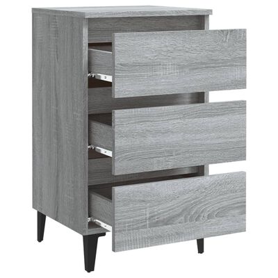 vidaXL Nachtkastje met metalen poten 40x35x69 cm grijs sonoma eiken