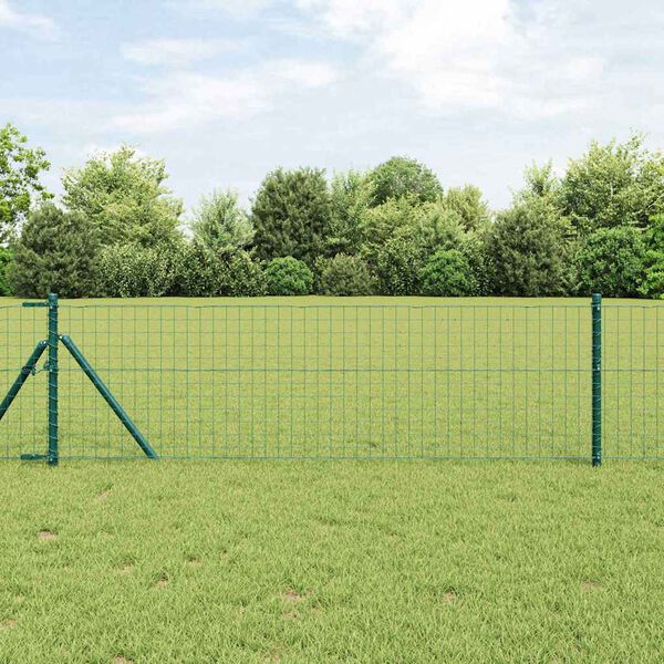 vidaXL Hek met Paal Groen 0,8 x 10 m Staal en PVC