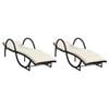 vidaXL Ligbedden 2 st met kussens poly rattan zwart