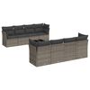 vidaXL 9-delige Loungeset met kussens poly rattan grijs