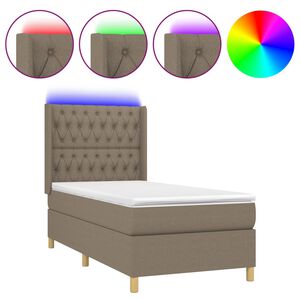 vidaXL Boxspring met matras en LED stof taupe 100x200 cm