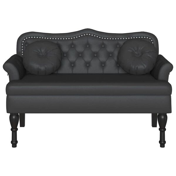 vidaXL Chesterfield Bank met kussen Zwart 120,5 x 65 x 75 cm Nep Leer