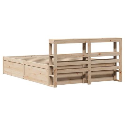 vidaXL Bedframe met hoofdbord massief grenenhout 150x200 cm