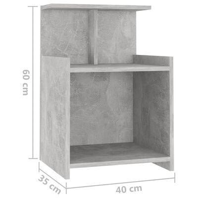 vidaXL Nachtkastje 40x35x60 cm bewerkt hout betongrijs