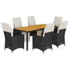 vidaXL 7-delige Tuinset met kussens poly rattan zwart