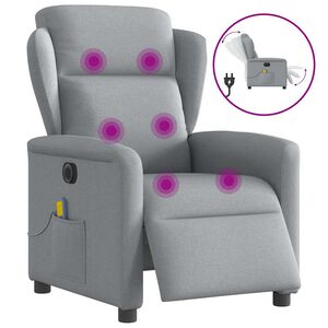 vidaXL Massagestoel elektrisch verstelbaar stof lichtgrijs