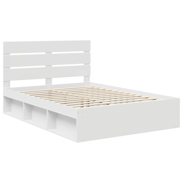 vidaXL Bedframe met hoofdeinde Wit 160 x 200 cm Massief grenenhout