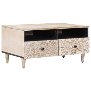 vidaXL Salontafel Wit 80 x 54 x 40 cm Massief Mango Hout