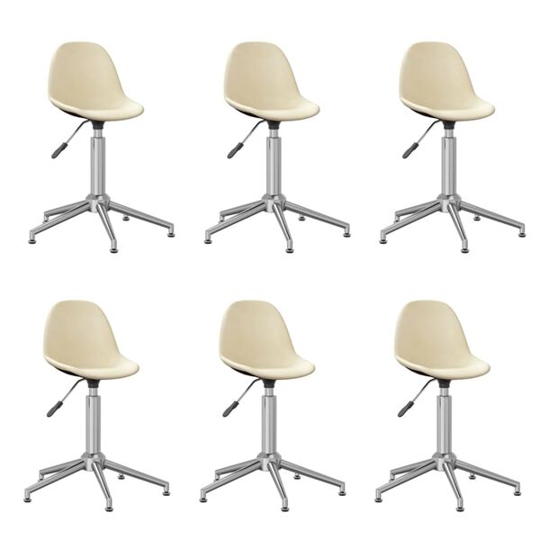 vidaXL Eetkamerstoelen 6 st stof cr&egrave;mekleurig