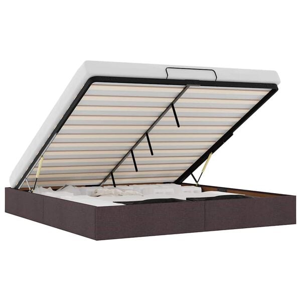 vidaXL Bedframe zonder matras 180x200 cm stof donkerbruin