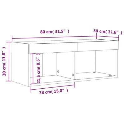 vidaXL Tv-meubel met LED-verlichting 80x30x30 cm betongrijs