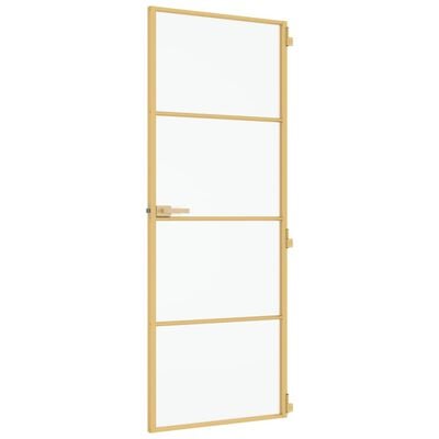 vidaXL Binnendeur smal 76x201,5 cm gehard glas en aluminium goudkleur