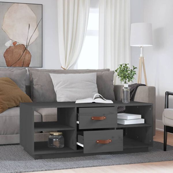 vidaXL Salontafel 100x50x41 cm massief grenenhout grijs