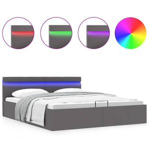vidaXL Bedframe met opslag hydraulisch LED kunstleer grijs 160x200 cm
