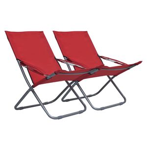 vidaXL Opklapbare stoelen, 2 stuks, rode stof