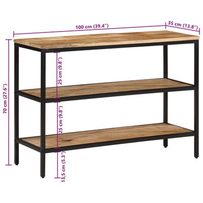 vidaXL Wandtafel 100x35x70 cm massief ruw mangohout