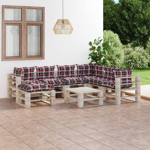 vidaXL 8-delige Loungeset met kussens pallet grenenhout