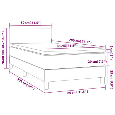 vidaXL Boxspring met matras stof zwart 80x200 cm