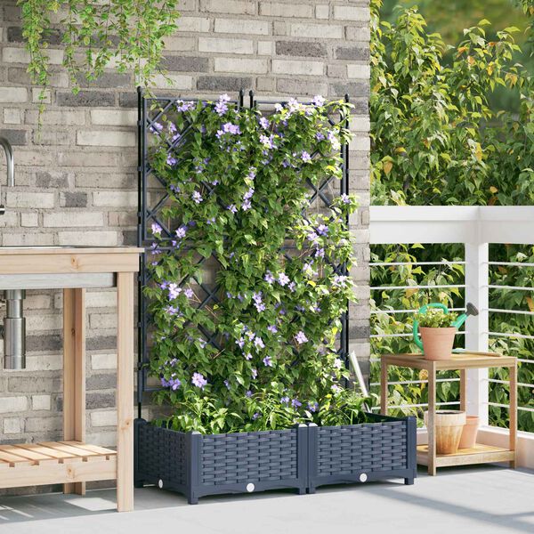 vidaXL Tuin Bloempot 2 pcs Grijs 80 x 40 x 125,5 cm Kunststof