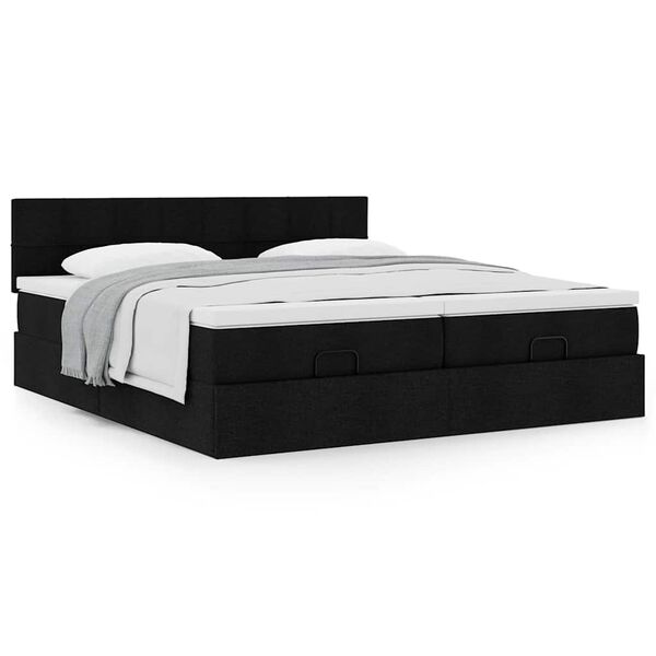 vidaXL Ottoman bed met matrassen 160x200cm stof zwart