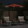 vidaXL Parasol met LED's en stalen paal 225x225x212 cm terracotta