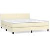 vidaXL Boxspring met matras kunstleer cr&egrave;mekleurig 180x200 cm