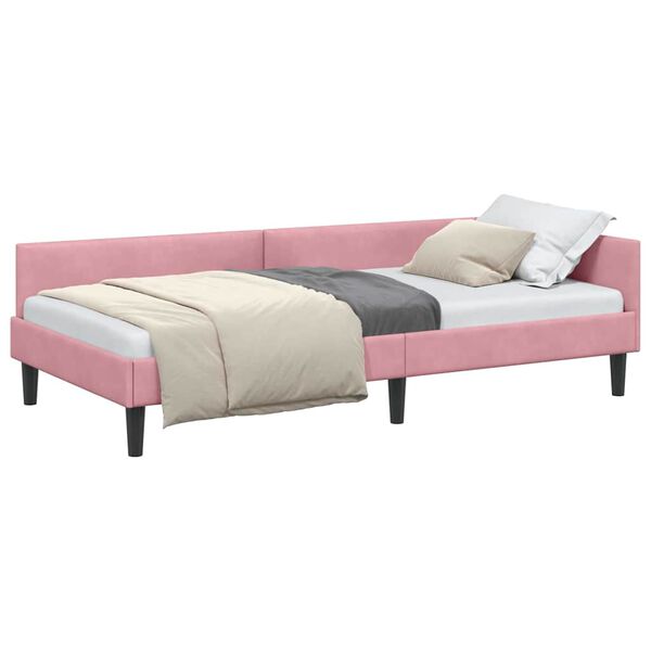 vidaXL Hoekbedframe met hoofdeinde Roze 80 cm x 200 cm Fluweel