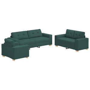 vidaXL Bank 3 pcs Donkergroen 221 x 80 x 80 cm Linnen-mix stof