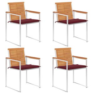 vidaXL Tuinstoelen 4 st met kussens massief acaciahout