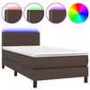 vidaXL Boxspring met matras en LED kunstleer bruin 80x200 cm