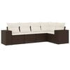 vidaXL 5-delige Loungeset met kussens poly rattan bruin