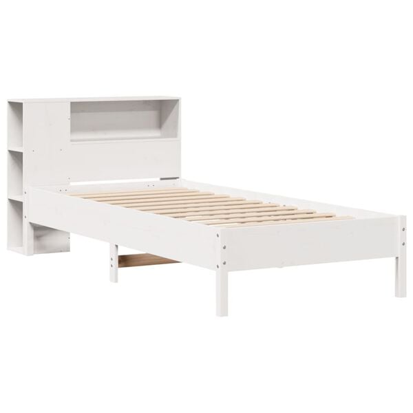 vidaXL Bed met boekenkast zonder matras grenenhout wit 90x200 cm
