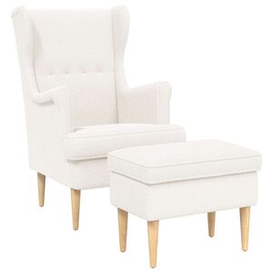 vidaXL Fauteuil met Voetenbank 2 st Cr&egrave;mekleurig Boucl&eacute;
