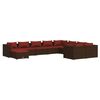 vidaXL 10-delige Loungeset met kussens poly rattan bruin