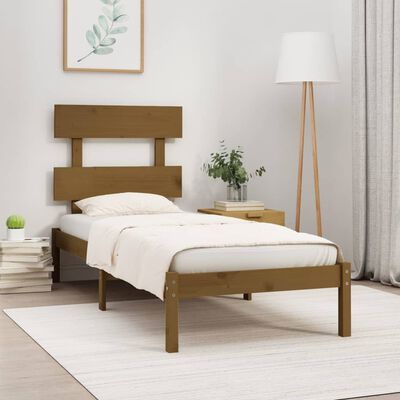 vidaXL Bedframe massief hout honingbruin 75x190 cm