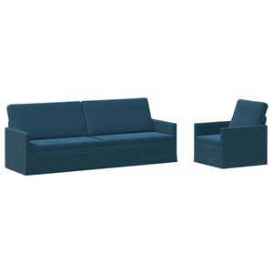 vidaXL Bankstel 2 pcs Blauw fluweel