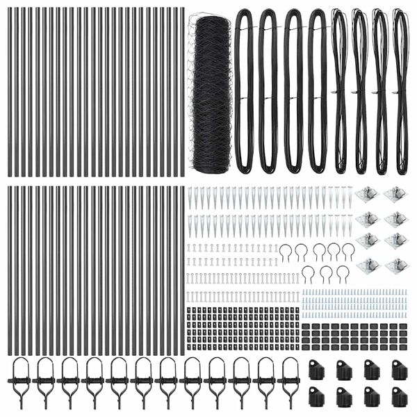 vidaXL Afrasteringspaal Grijs 100 x 0,5 m (36 mm gaas) Staal en PVC