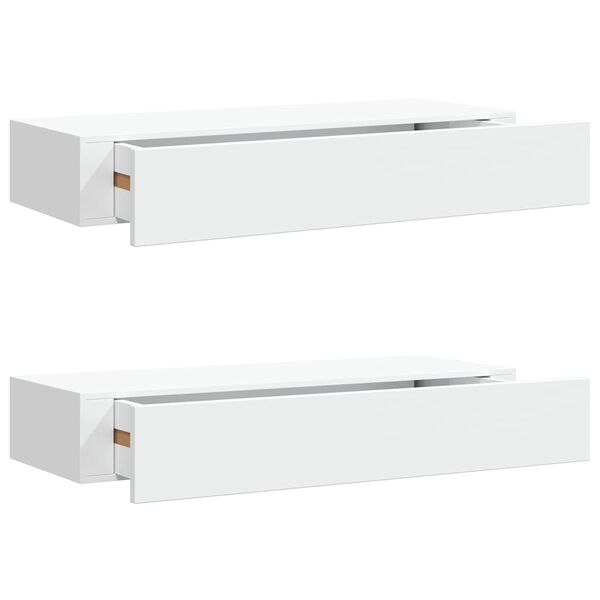 vidaXL Wandschappen 2 st met lade 60x23,5x10 cm MDF wit