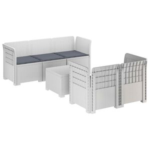 vidaXL 5-Zits Tuin Sofa met Kussens Rattan Look PP Wit