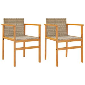 vidaXL Tuinstoelen 2 st met kussens poly rattan en massief hout beige